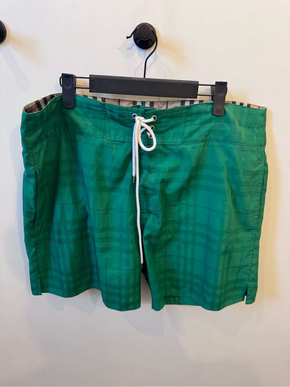Burberry Green Plaid Swim Board Shorts